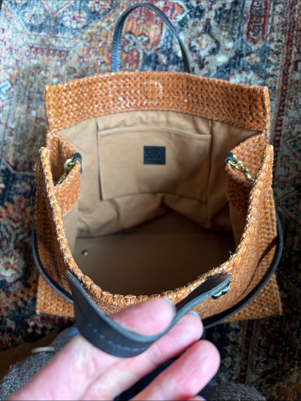 Clare V. Simple Tote Tan Rattan Leather RARE - Picture 6 of 10